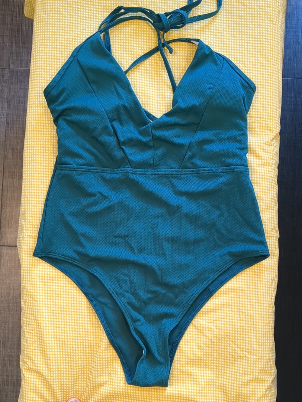 SHEIN Teal Halter One-Piece Swimsuit